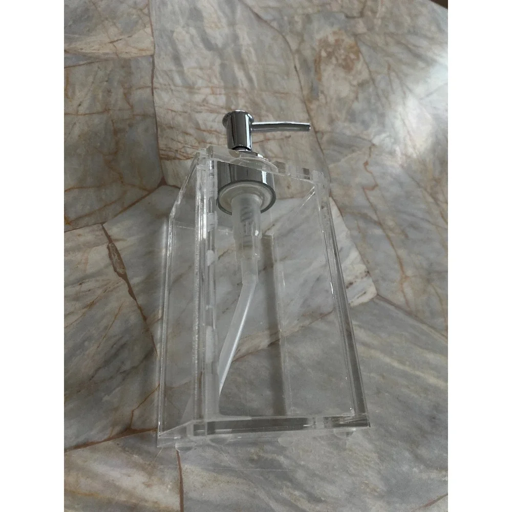 BINO Clear Acrylic Soap Dispenser Rectangular Chrome Pump Modern Bathroom Decor